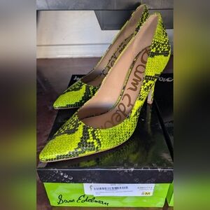 Sam Edelman Vibrant Green Snake Print Heels